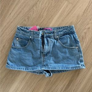Low Rise Denim Mini Skort/Skirt